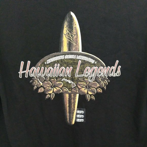 Hawaiian Legends Longboard T Shirt Y2K Back Graphic Double Sided Large - Picture 3 of 4